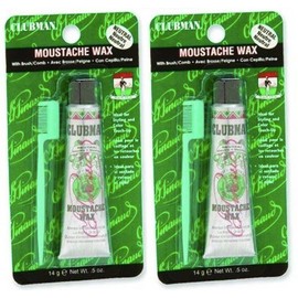 2 Pack Neutral Clubman Moustache Wax With Brush Comb 14 G 0.5 Fl Oz Each
