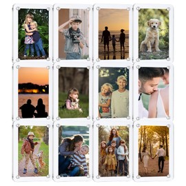 Vicyak High Transparency Acrylic Magnetic Photo Frame 12pcs (6cmx9cm) for Fridge, Double-Sided Frameless Design, Compatible with Instax and Polaroid Photos, 2.36x3.54 Inches, 12-Pack
