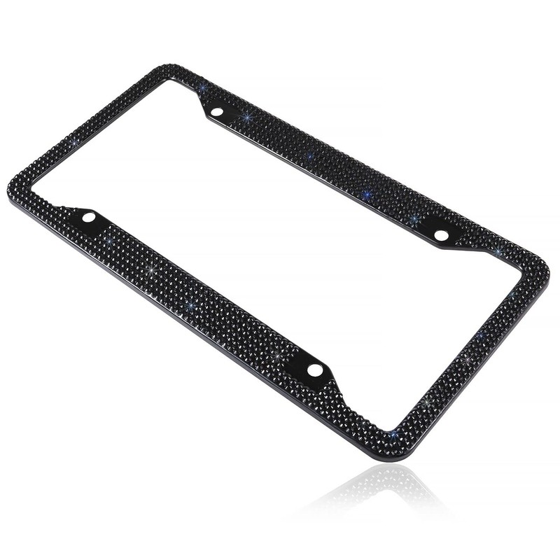 Fashion Handmade 4 Holes Black Crystal License Plate Frames,Premium US