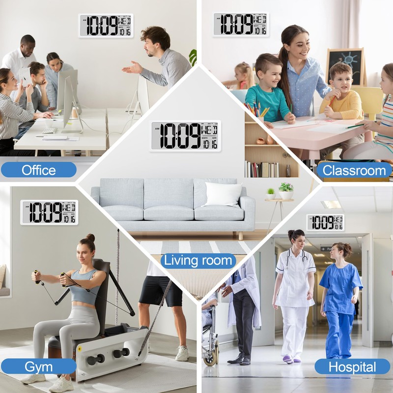 18.5" Extra Large Amotic Digital Wall Clock Battery Operated Atomic