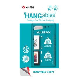 VELCRO Brand - HANGables Picture Hanging Large & Medium Multi-Pack - 8 x Large Strips (Holds 7.5kg) & 4 x Medium Corner Strips (Holds 6kg) - Damage-Free Picture Hanging