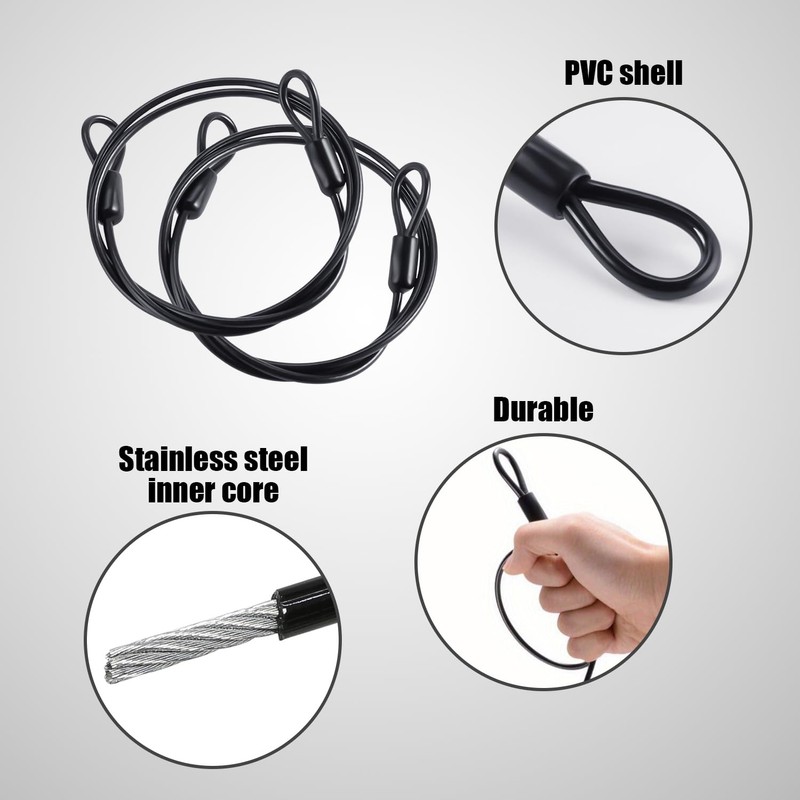 2 PCS Cable Lock, Wire Rope with Eyelets, Wire Rope