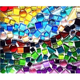 CarAngels Glass Mosaic Tiles Assorted Colors Random 200g Irregular DIY Home Decor Handmade Craft (Various Colors)