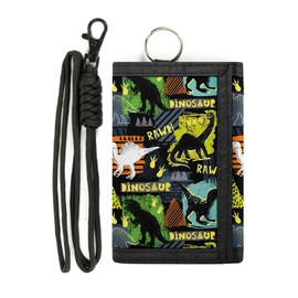 Kids Wallets for Boys & Girls - Trifold, Zippered Coin Pocket & Card Holders, Novelty Wallet for Birthday Gifts (Dinosaur 2)