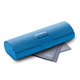 FEFI - Stabiles Hardcase Brillenetui im bunten Leinen-Look (blau)