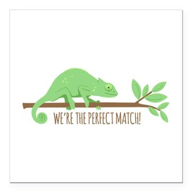 CafePress Chameleon Lizard Perfect Match Love Square Car Mag Square Car Magnet, Magnetic Bumper Display