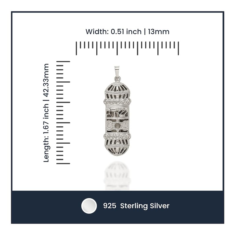 925 Sterling Silver Mezuzah Scroll Prayer Jewish Necklace Judaica Religious