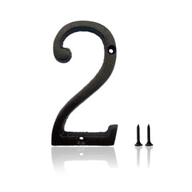 5.5 Inch House Numbers, Cast Iron House Numbers for Outside, Address Numbers for Houses, Farmhouse, Garage, Shop, Offices, Hotel, NUMBER 2