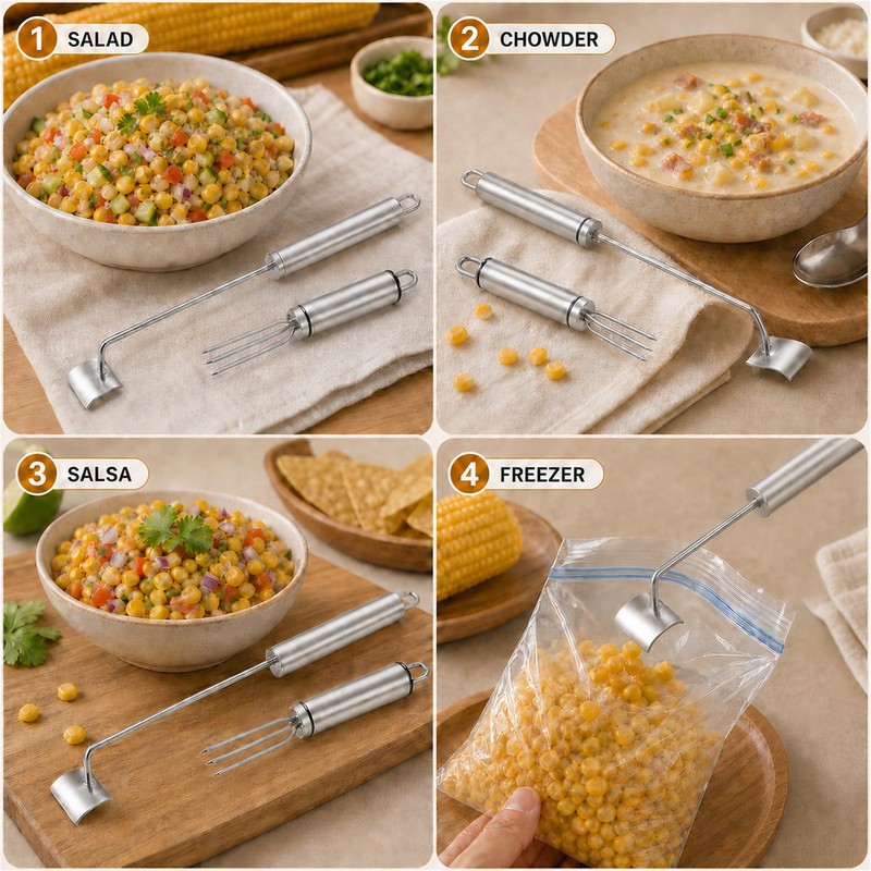 Corn Peeler for Corn on the Cob, 2 Pcs Stainless