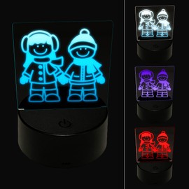 Stick Figure Winter Kids 3D Illusion LED Night Light Sign Nightstand Desk Lamp
