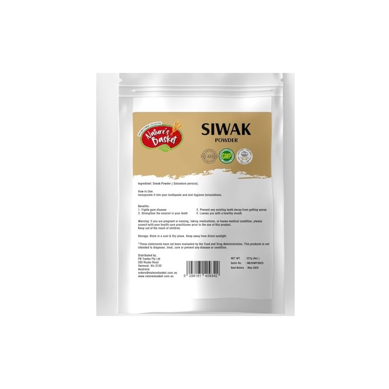 Nature's Basket Siwak Powder, Natural Tooth Care, 227g