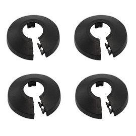 Adyoney 4 Pcs 0.8inch(20mm) Black Flange Water Pipe Cover Decoration - Stylish Radiator Pipe Collar for Wall Pipe Tube Decoration - Durable PP Plastic Escutcheon