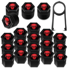 SkinoEu Wheel Bolts Wheel Nuts Rim Lock Nuts Caps Wheel Nut Covers Wheel Bolt Caps Wheel Nut Caps Plastic Covers Universal 17 mm Skull Black Red NB 8
