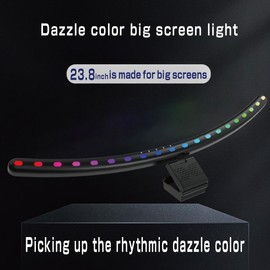 Curved Monitor Light Bar for 24-27 Inch with 7color RGB Stepless Dimming 3 Color Temperatures Touch Control USB Powered Screenbar for Office/Game