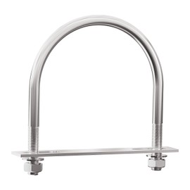 FOCMKEAS 304 Stainless Steel Round Bend U-Bolts 4.49"(114mm) Inner Width 5.83"(148mm) Length M10 with Nuts, Frame Plate, Washers, Accessories for Boat Trailer Axle Sailboat Trailer