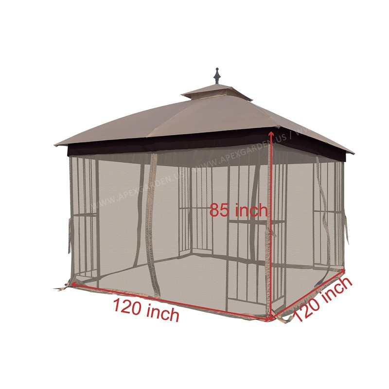 APEX GARDEN 10' x 10' Gazebo Replacement Mosquito Netting (Tan)
