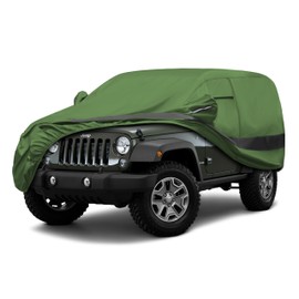 Jurmon Heavy Duty Outdoor Car Cover Compatible with Jeep Wrangler 2 Door,Waterproof All Weather for Automobiles, Outdoor Full Cover Rain Sun UV Protection with Zipper Cotton