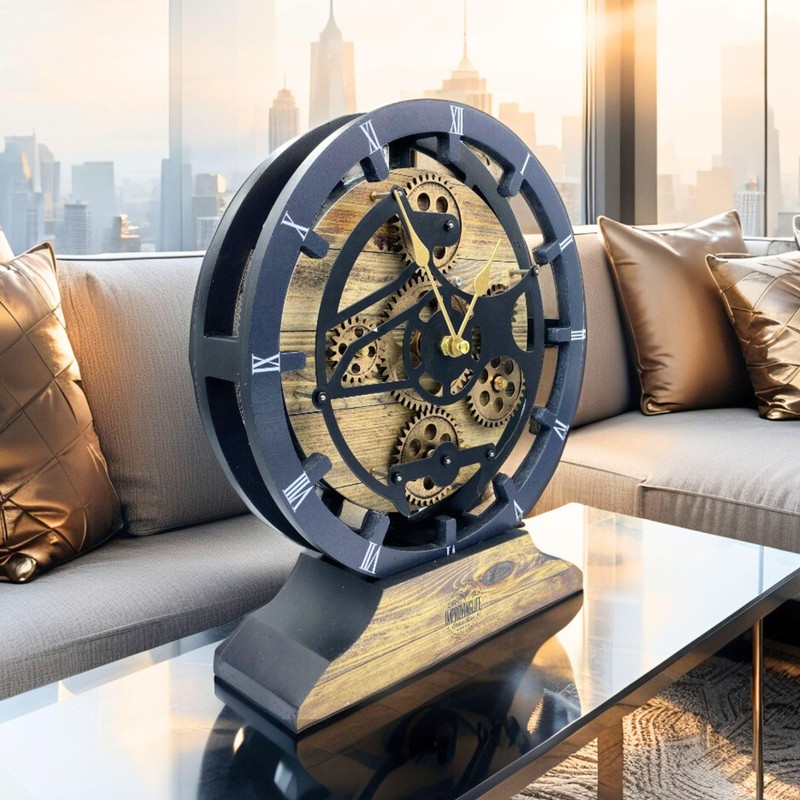 ImprovingLife The Gears Clock Desk Clock 10 inches with Real