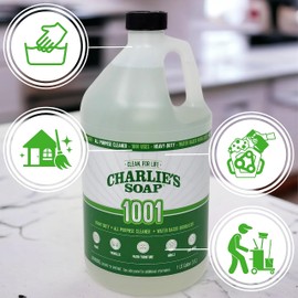 Charlie's Soap 1001 Cleaner - Heavy Duty Biodegradable Concentrated All Purpose Water Based Degreaser (1 Gallon, 1 Pack) - Safe Residential, Commercial, & Janitorial Cleaner