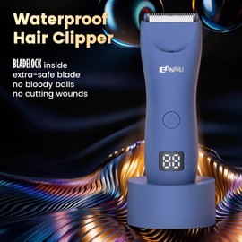 ENSSU Hair Clippers for Men, Beard Trimmer with Skin-Safe Ceramic Blade, Rechargeable Electric Razor Shaver for Men's Body Grooming (Blue with Charger Stand)