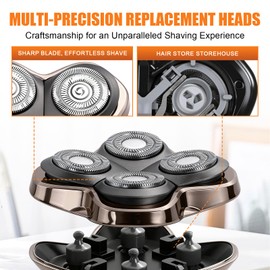Replacement Blade Shaver PRO 4 Head for Electric Shaver Compatible with Skull Pitbull, Butterfly Kiss PRO & Palm Shavers with 4 Cleaning Brush (4Pack)