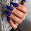 Uñas Postizas Azul Real Mate Uñas Almendradas Medianas Uñas Acrílicas