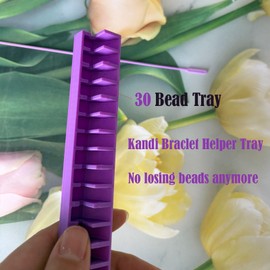 Kandi Braclet Helper Tray,Purple Bead Holder Making Tool with Bead Needles,30 Slots