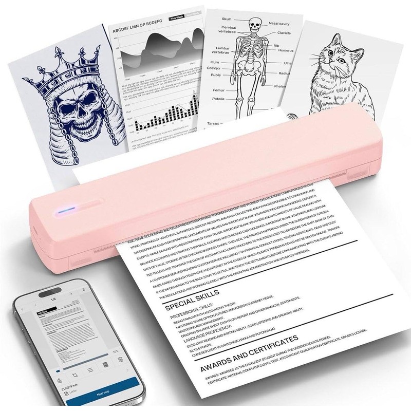 CHIVALZ Bluetooth Thermal Printer Support for 8.5"x11" US Letter, Inkless