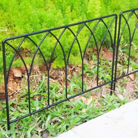SCENDOR 5 Pack Decorative Fence Metal Garden Fence 16in x 7.5ft Panel Set Animal Barrier Border Edging