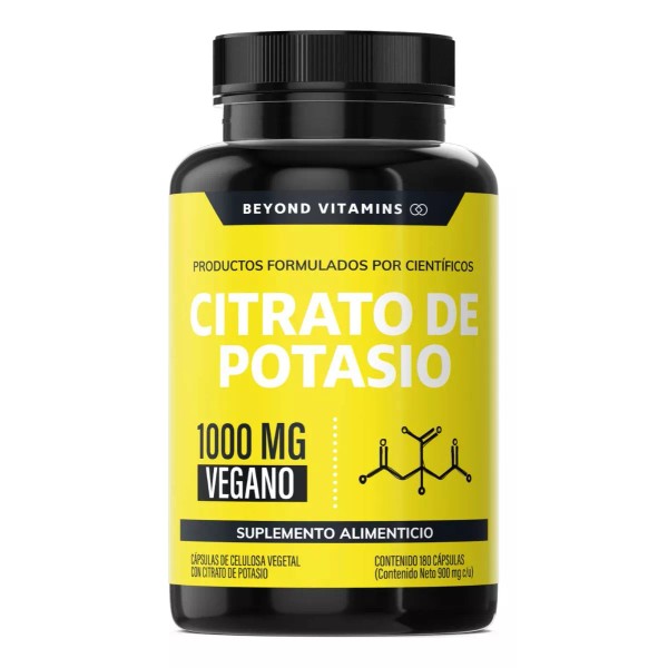 Beyond Vitamins Citrato De Potasio 1000mg  - Sin Rellenos - 180 Cápsulas