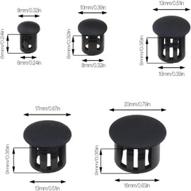 MEZOKUCEL 100 PCS Plastic Hole Plug Set, Flush Type Hole Plugs Snap Furniture Fencing Post Pipe Insert End Caps Accessories for Cabinets Window Frames (Black)