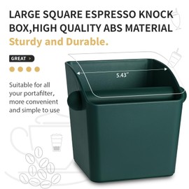 IAOSEN 2 - Piece Espresso Set: Large Green Square Espresso Knock Box with High Sidewall & Tamping Mat. Removable Knock Bar, Anti - Slip Base. Ideal for Home & Office Espresso Enthusiasts