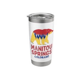 Manitou Springs Colorado Pikes Peak Black Mountain Bear Stainless Steel Insulated Tumbler