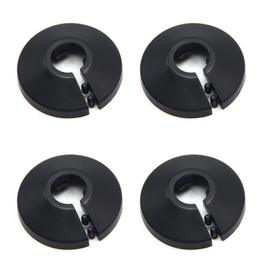 MroMax Fit 0.39" Outer Diameter Pipe Flange Cover Decoration, 12mm Plastic PP Radiator Escutcheon Plate, Collar for Wall Pipes Tube Decoration 4Pcs (Black)
