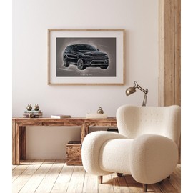 Lithobee - Range Rover Sport - Printed Wall Art Design in Sizes A2, A3 & A4 Framed in a Stylish Quality Coloured Frame or Unframed (A3 Unframed)