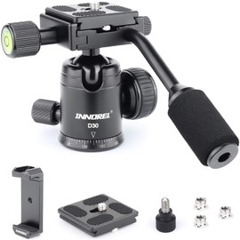 INNOREL Free Head Small Ball Head with Handle Load Capacity Up to 17.7 lbs (8 kg), Ball Head Diameter 1.1 inches (28 mm), CNC Aluminum Alloy, Tripod, Monopod, SLR Photography, DSLR Camcorder, 360