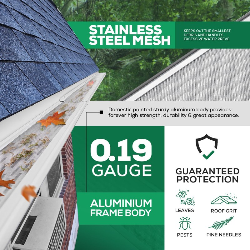 Waterlock DIY 5”Leaf Protection|Sample|Stainless Steel mesh|Mill Finish Aluminum Gutter Covers|Contractor