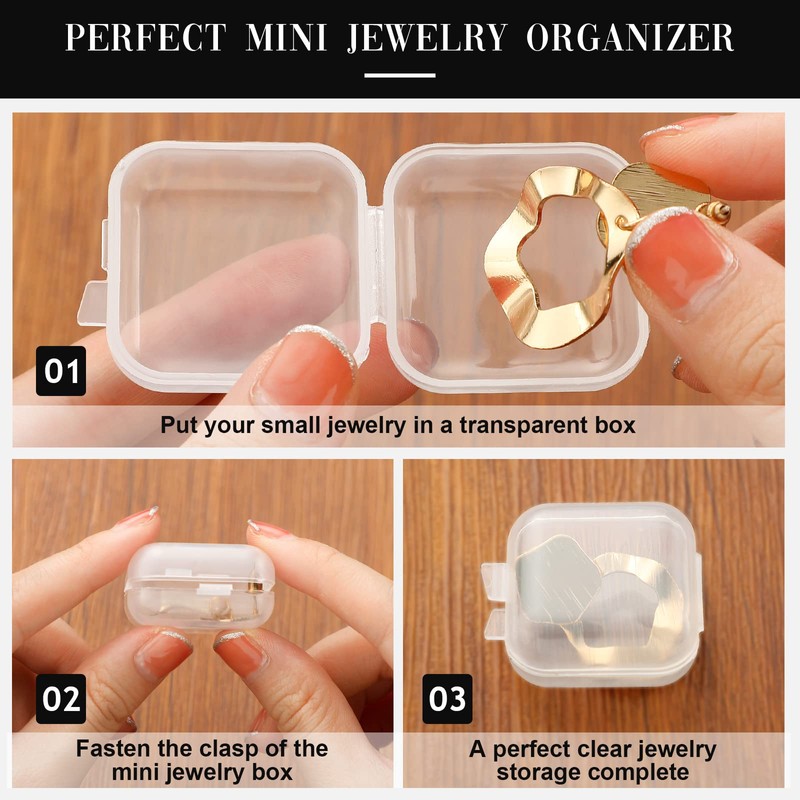 Chunful 100 Pack Mini Clear Plastic Jewelry Box Earring Organizers