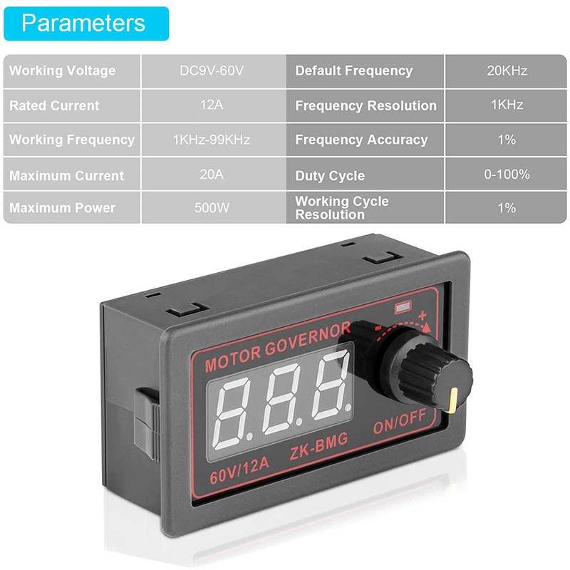 Youmile PWM Motor Speed Controller ZK-BMG DC 12V 24V 60V