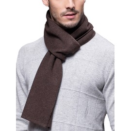 WANYING Winter Autumn Men's Scarf Knitted Wool Scarf Warm and Soft Easy Chic Gentleman - 180 × 30 cm Plain Dark Brown