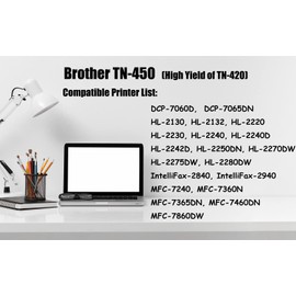 Ultra Toner® Compatible Replacement for Brother TN450 High-Yield Black Toner Cartridge TN-450 HL-2270DW HL-2280DW HL-2230 HL-2240 HL-2240D MFC-7860DW MFC-7360N DCP-7065DN Intellifax 2840 2940 (1 PK)