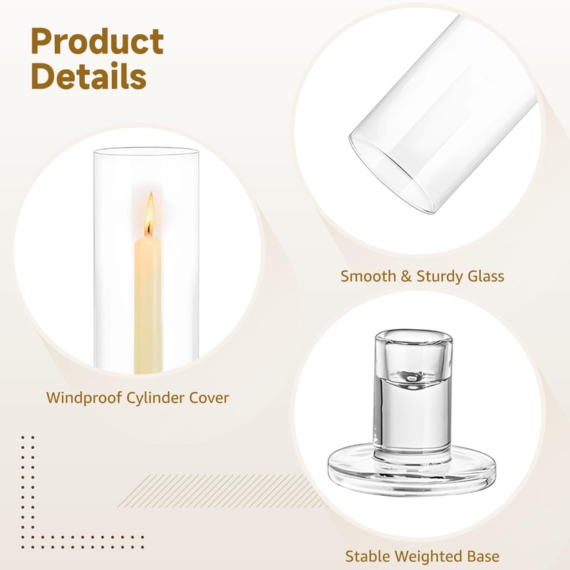 10 Sets Glass Hurricane Candle Holders - Crystal Clear Tape
