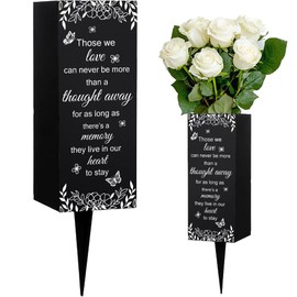 WEBEEDY Cemetery Vases Decorations for Grave with Spikes Metal Memorial Vases Butterfly Flowers Grave Flower Holder Decorations for Cemetery Funeral Father's Day Memorial Day Gift,1 pc (3x8 Inch)