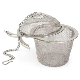 Stainless Steel Small Net Mesh Style Easy Loose Leaves Green Tea Filter Pot Infuser Strainer (Silver) Ideal for making Kara