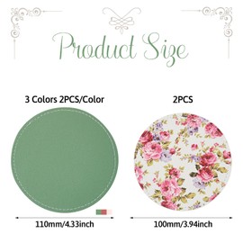 Magibeads 8 pcs Absorbent PU Leather Drink Coasters Flat Round Cup Coasters with Flower Pattern for Coffee Table Wooden Table Tabletop Protection Home Decor, 3 Colors