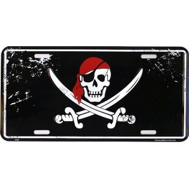 Hangtime Pirate Head Metal License Plate 6 x 12