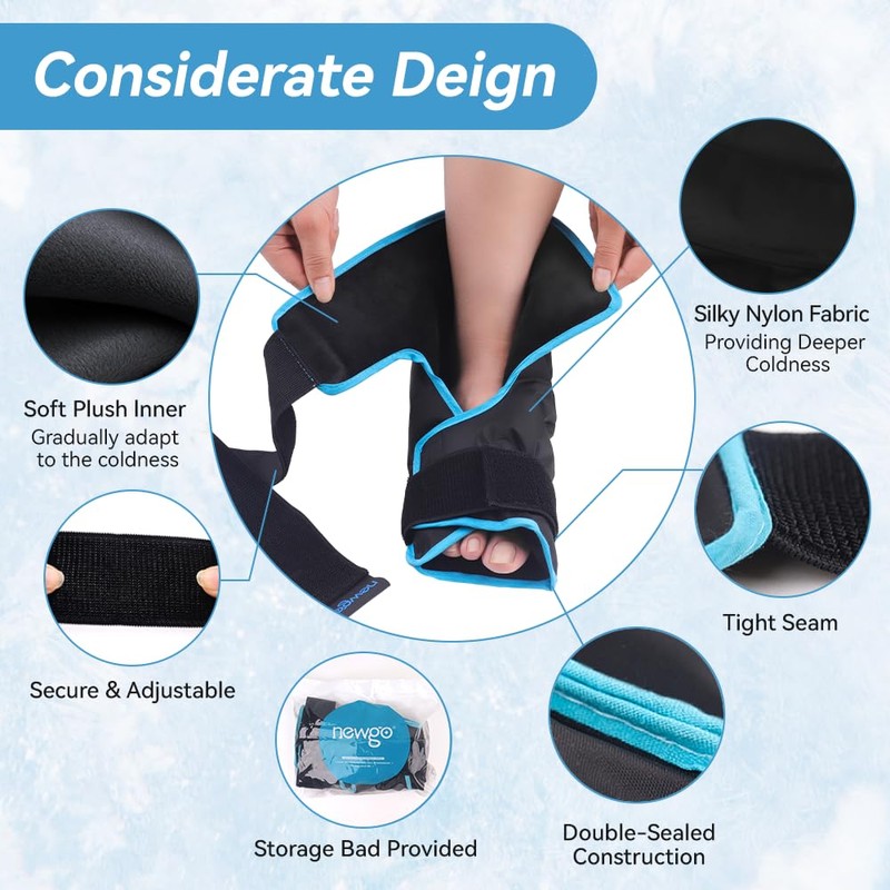 NEWGO Ice Pack Foot Ankle Ice Pack Wrap for Plantar