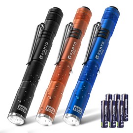 FORTO LED Pen Light, 200 Lumens Pocket Flashlight, IP67 Waterproof, 2 Modes, 2 Pack with AAA Batteries, Lightweight & Durable for Inspection, Medical Use, Emergency(3-Pack Mix)