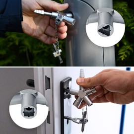 ABSINA Universal key with 7 profiles, pack of 2, triangular key, square key, control cabinet key, square triangular, universal key for standard cabinets and locking systems