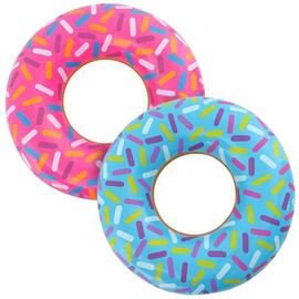 ArtCreativity - Juego de 2 tubos de donas inflables coloridos en varios diseños, suministros de decoración de fiesta de cumpleaños de donas, juguetes duraderos para piscina de agua para niños, regalos